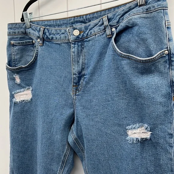 ASOS Distressed Denim Jeans Oversized Fit Size 38 x 32 Unisex - Picture 4 of 10